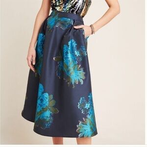 Anthropologie Maeve Ronette Jacquard Midi Skirt Size 2